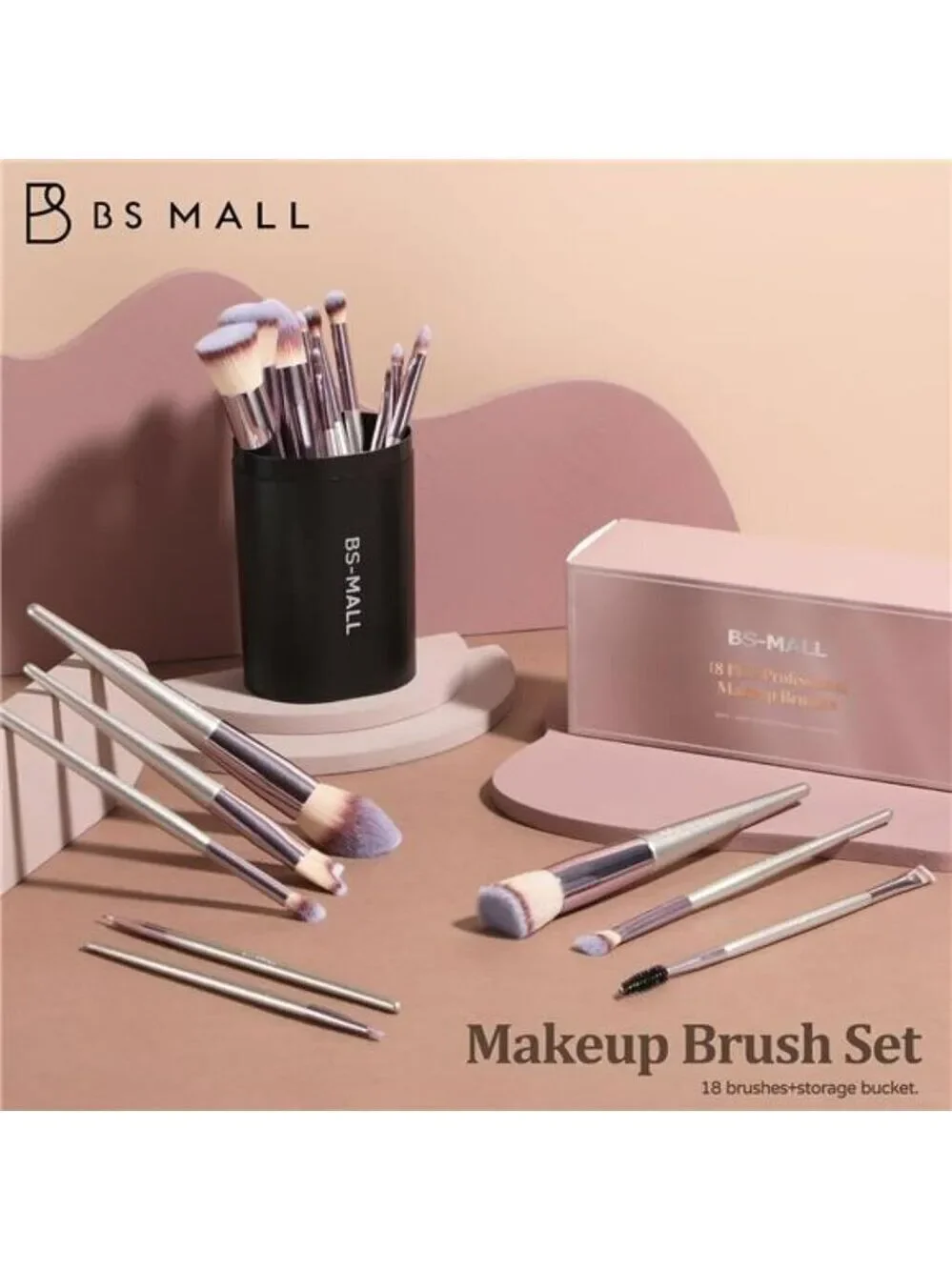 BSMALL Makeup Brush Set 18pcs Foundation Blush Eyeshadow Concealer Powder Kit